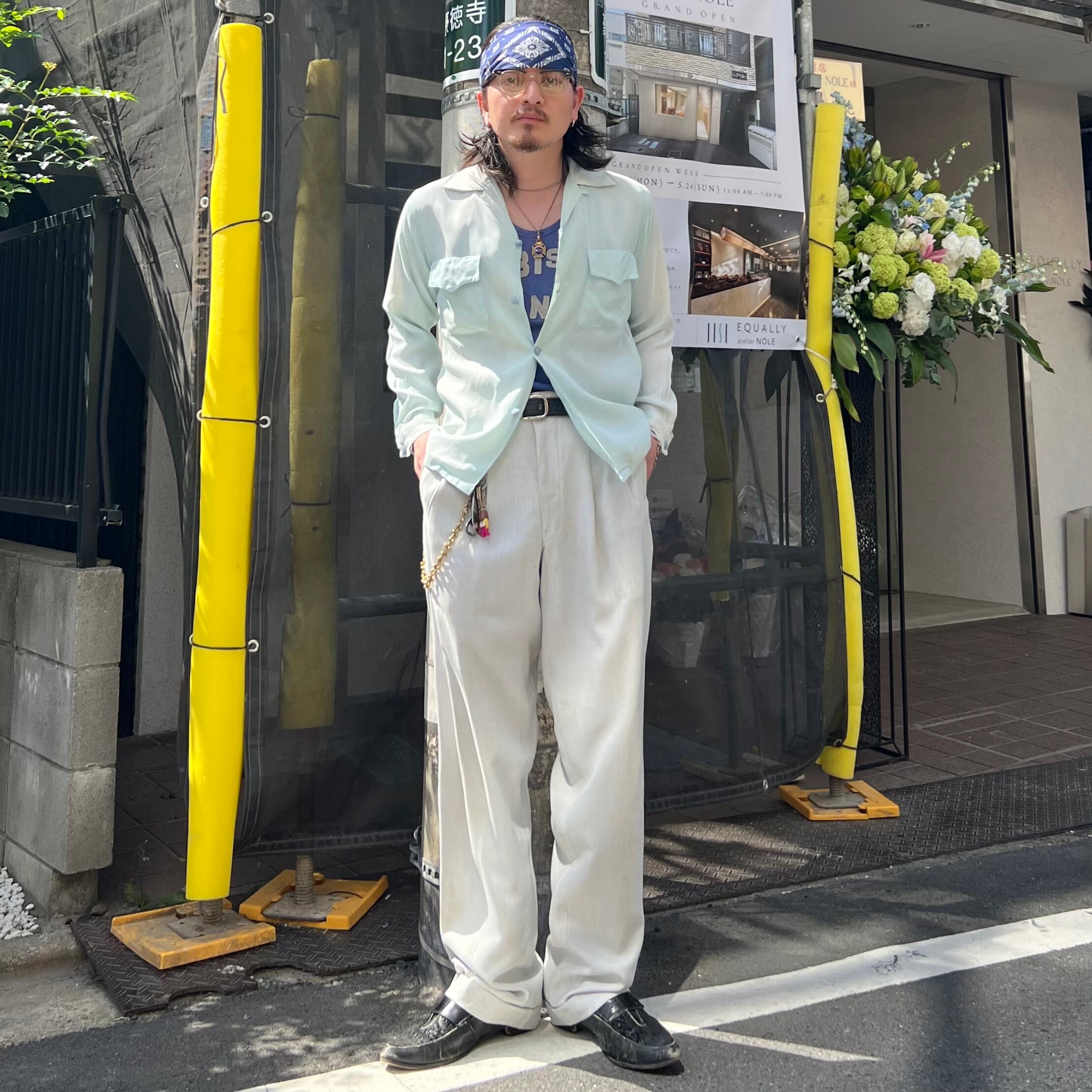 k*n様 60's rayon slacks 50-60s Vintage rayon×cotton wide slacks W34L32 | MASEA