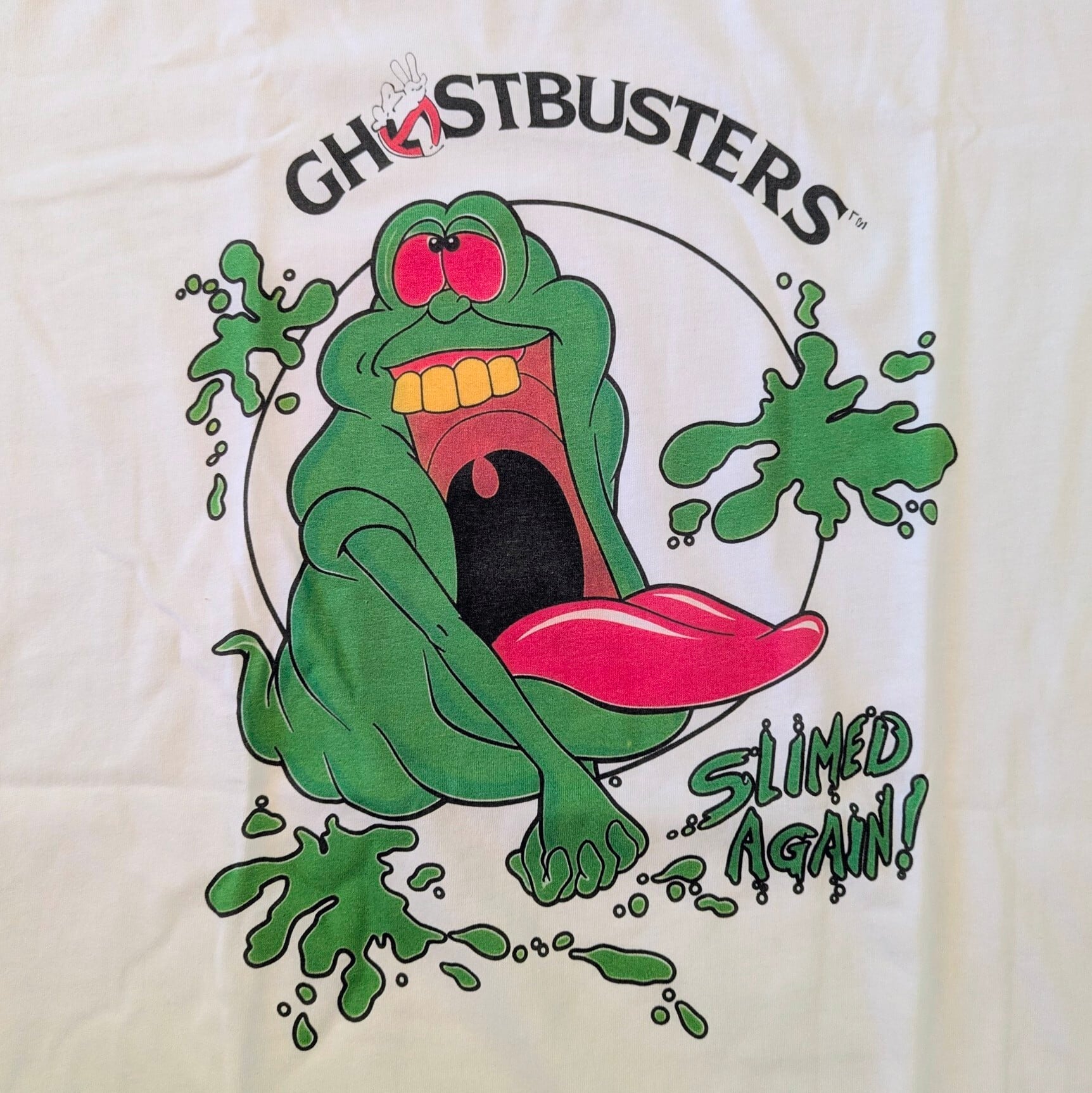 【Ghostbusters (ゴーストバスターズ ) 】『 SLIMED AGAIN 』スライマー WHT / 映画Tシャツ / 80年代映画 / Tシャツ〚アメリカン雑貨 アメトイ〛