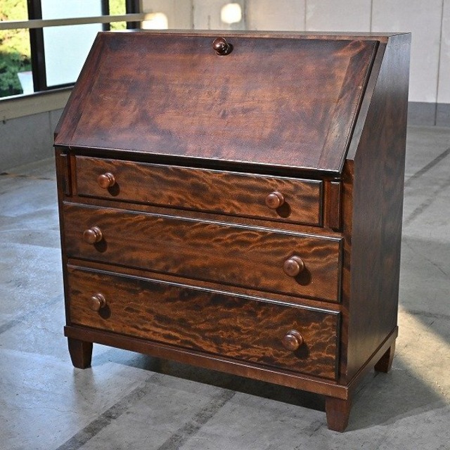 松本民芸家具 ライティングビューロー ミズメザクラ無垢材 チェスト デスク 収納 リビング ダイニング 書斎 クラシカル 水目桜【中古家具/中古インテリア/USED家具ユーズド家具/リサイクル】