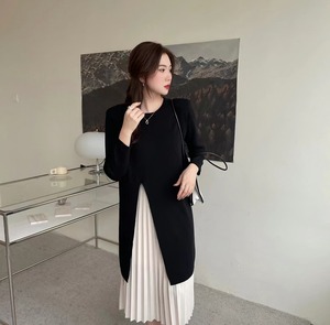 プリーツレイヤード スリットニットワンピース　AJ1050-2272-1