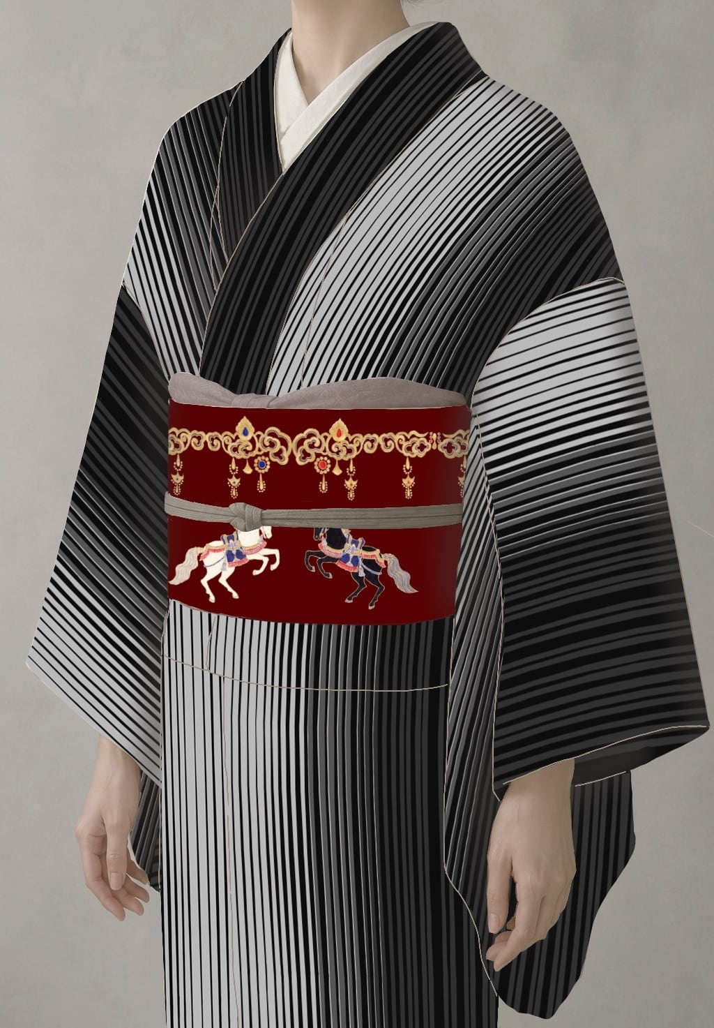 即納品】some-pri 半幅帯「文鳥花飾り」エンジgd | 染工房ユキヤ
