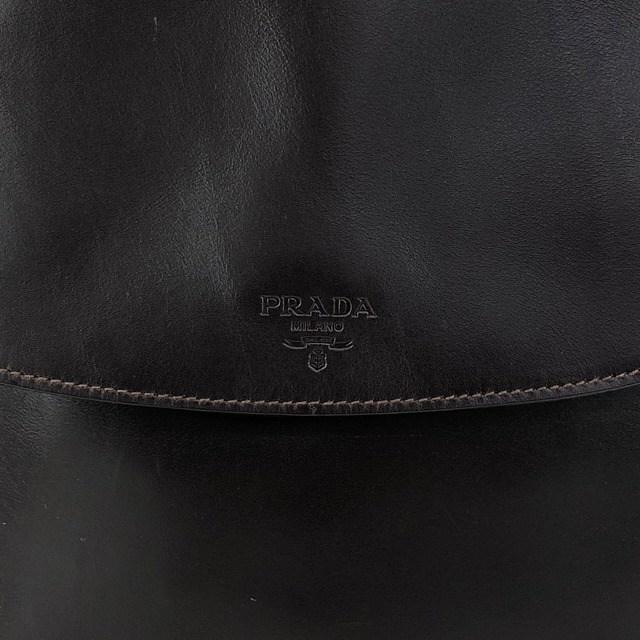 PRADA プラダ ショルダーバッグ ブラウン ロゴ レザー セミショルダーバッグ vintage ヴィンテージ オールド ecb6ar