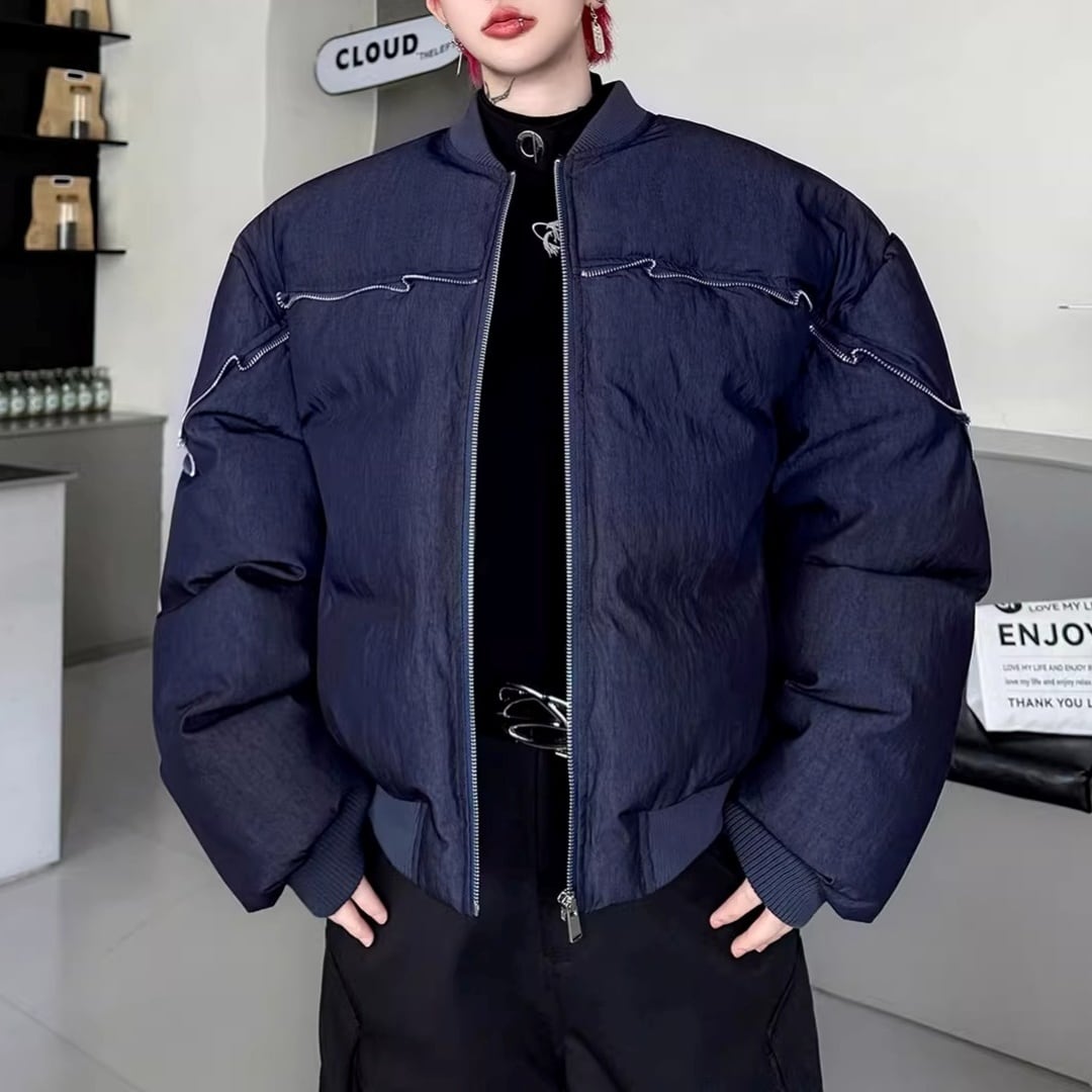 ラインジッパー装飾 スポーティーパファーブルゾン 2カラー D12097