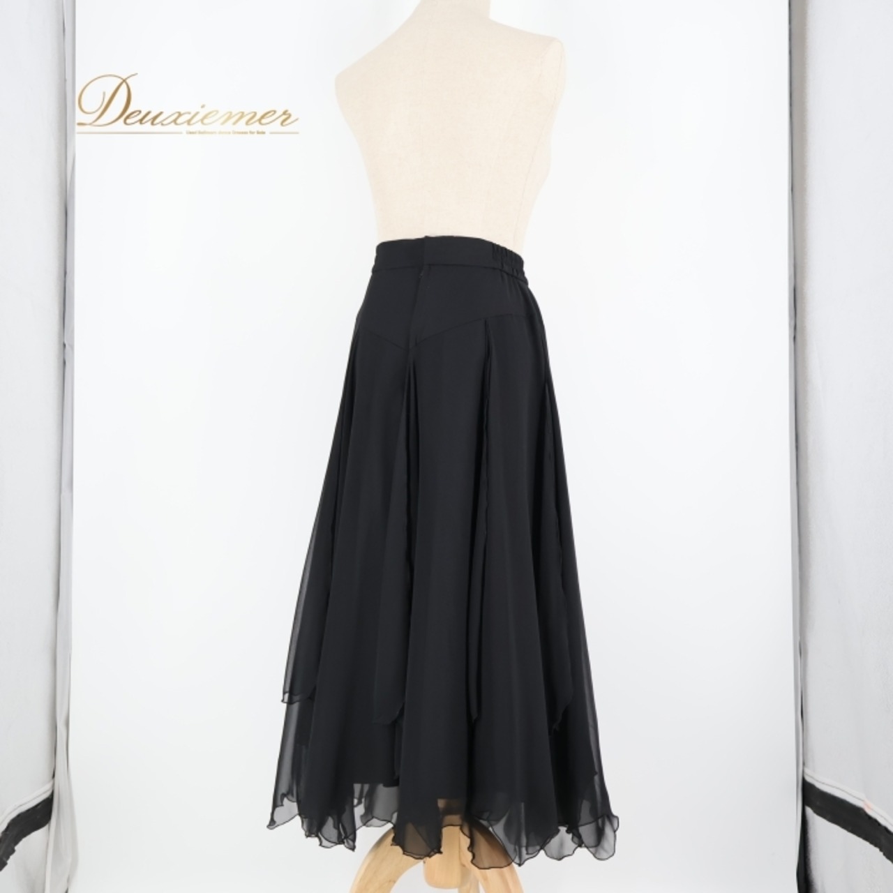 社交ダンス 衣装 スカート ブラック系 チャコットロイヤルダンス Chacott ROYAL DANCE 無地 シンプル レッスン 日本製 練習 透け感 シフォン ダンス衣装 パーティー 上品 オールブラック