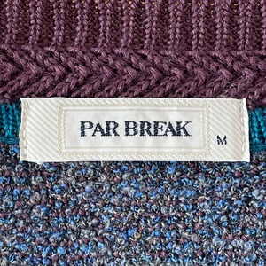 【PAR BREAK】日本製 柄ニット セーター デザインニット 柄物 Vネック M 個性的 古着