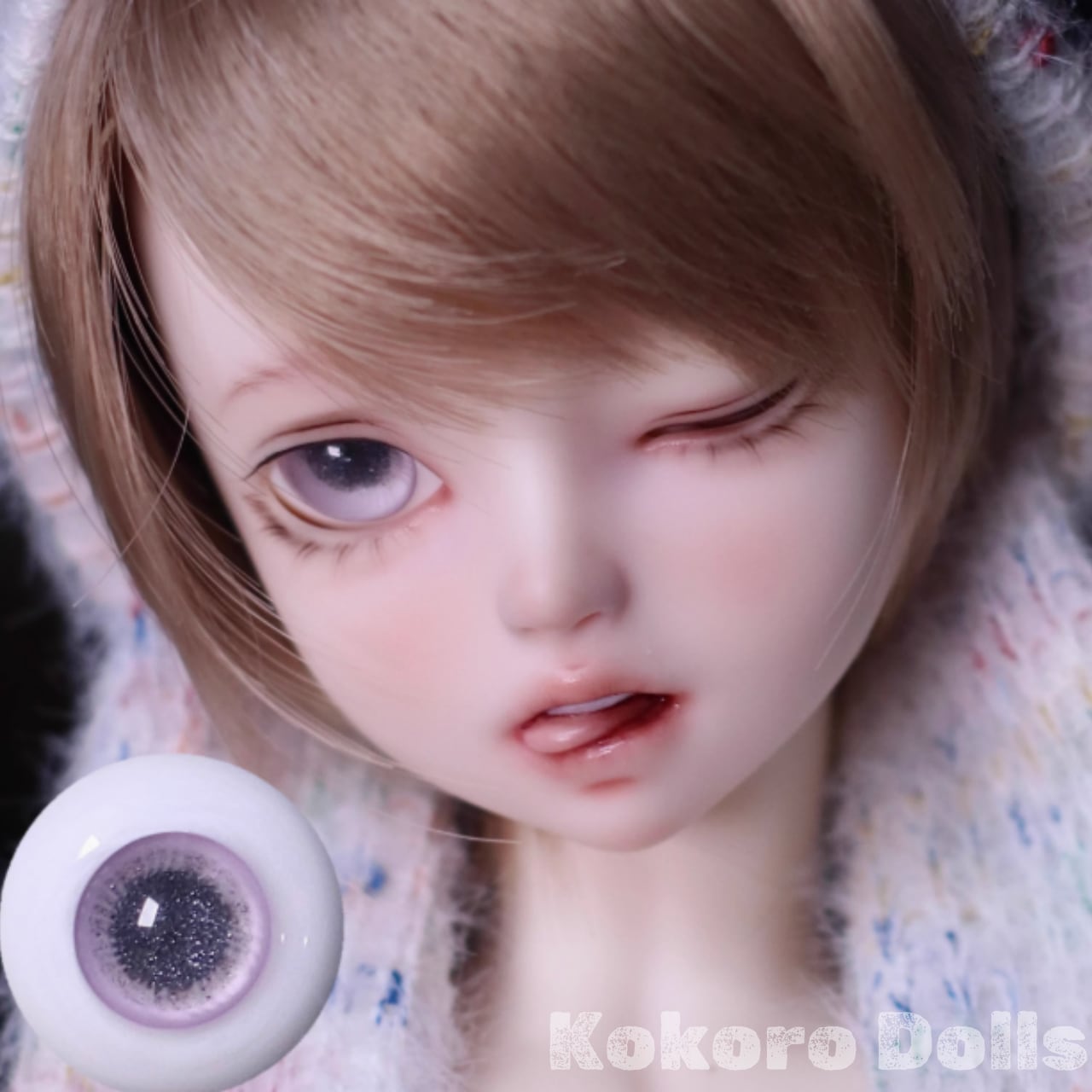 BJD グラスアイ】3/4/6分用 ドールアイ パープル ラメ入り キラ瞳 12mm