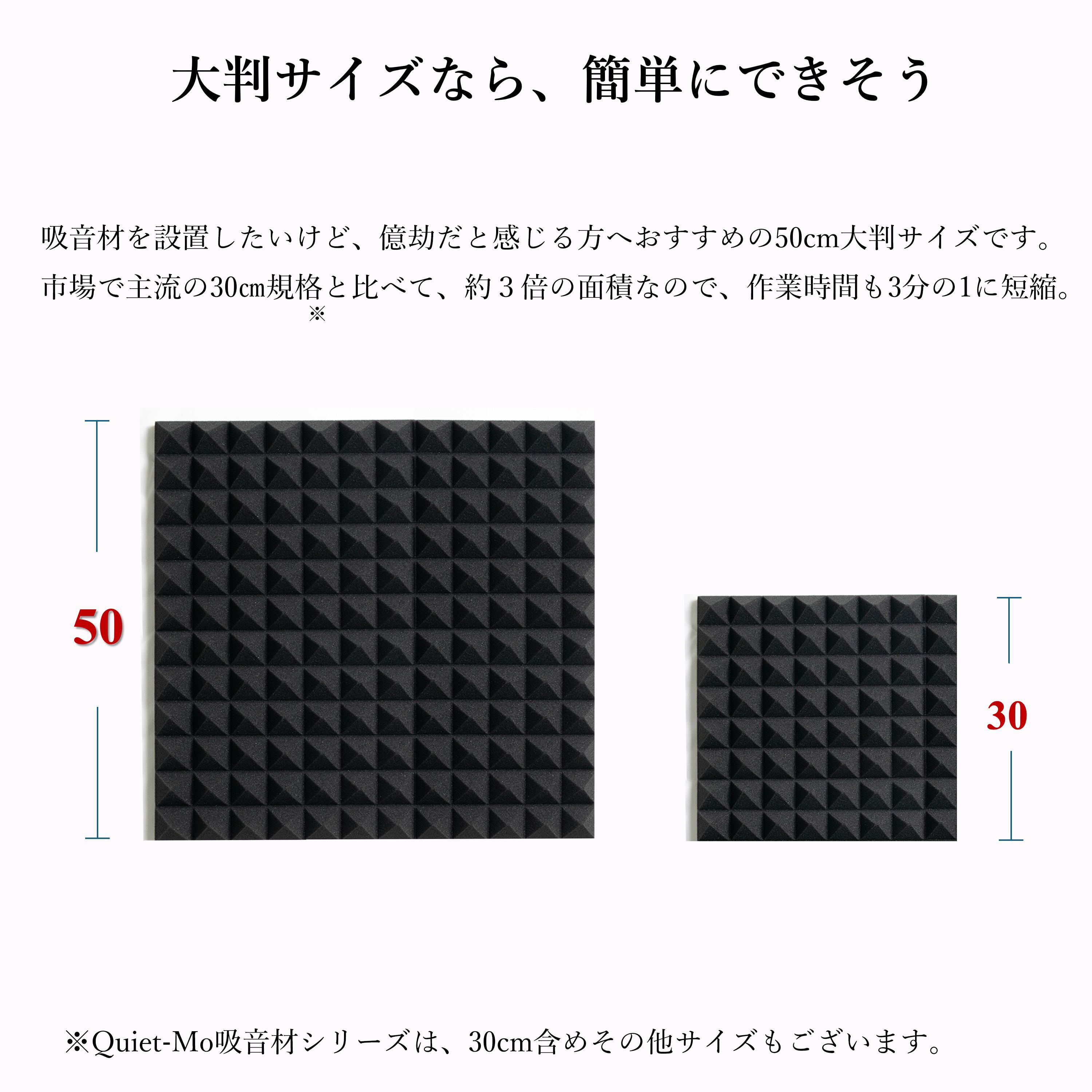 ウレタン吸音材 6枚セット（幅50cm × 50cm 12山）【厚さ5cm】 | Quiet