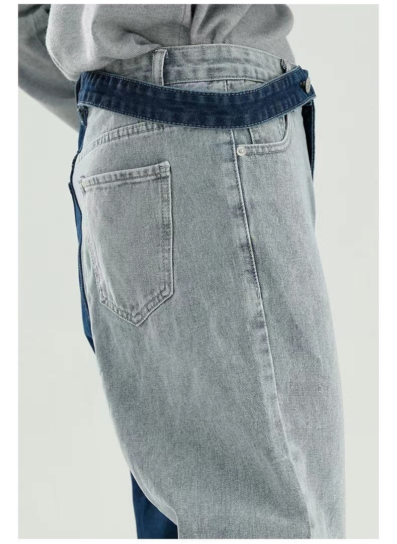 【ボトムス】高品質カラーブロッキングデザインのファッショナブルなジーンズ2201052005Y