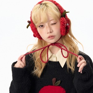 YEDMリンゴ模様のボア耳当て