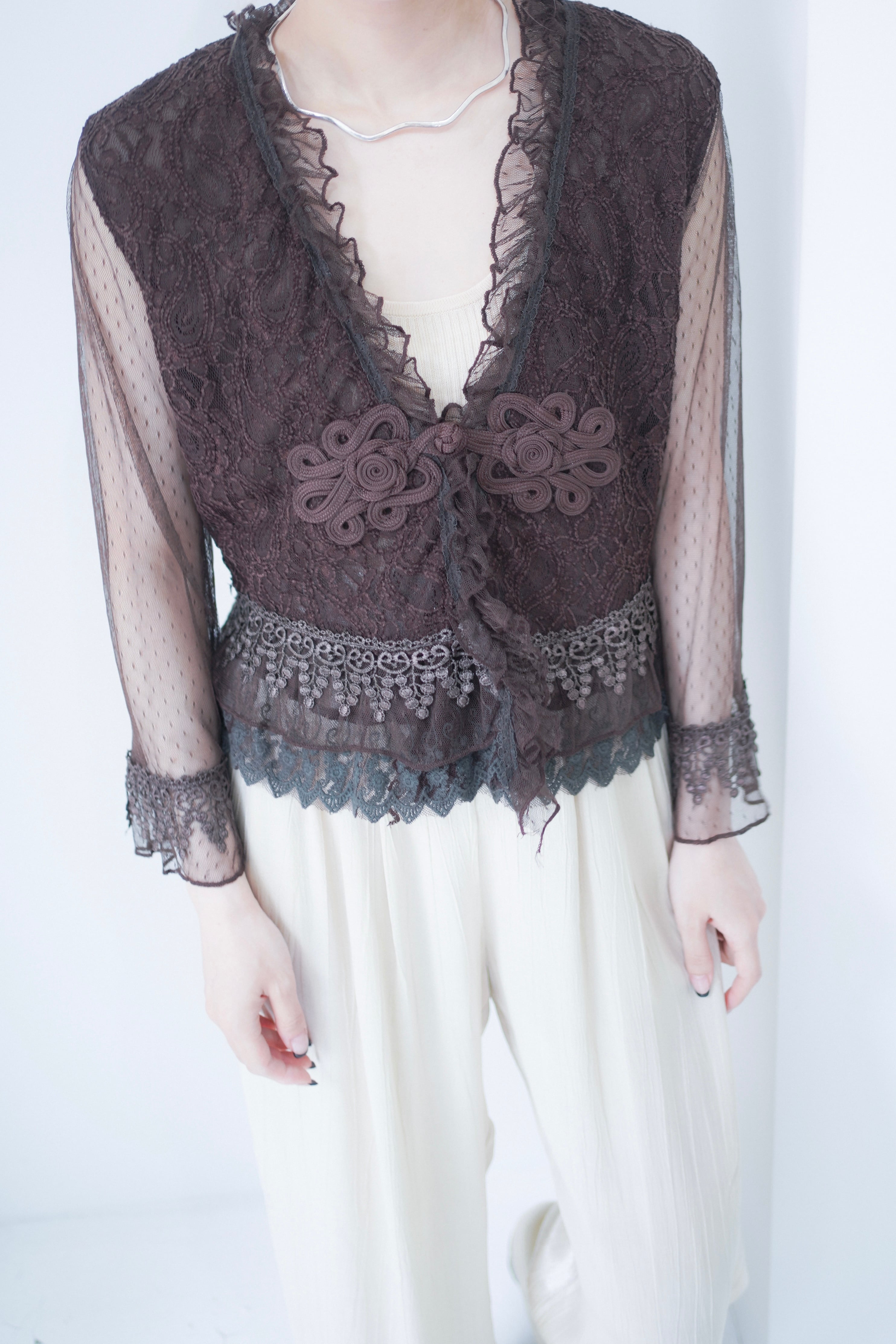 china botton lace cardigan