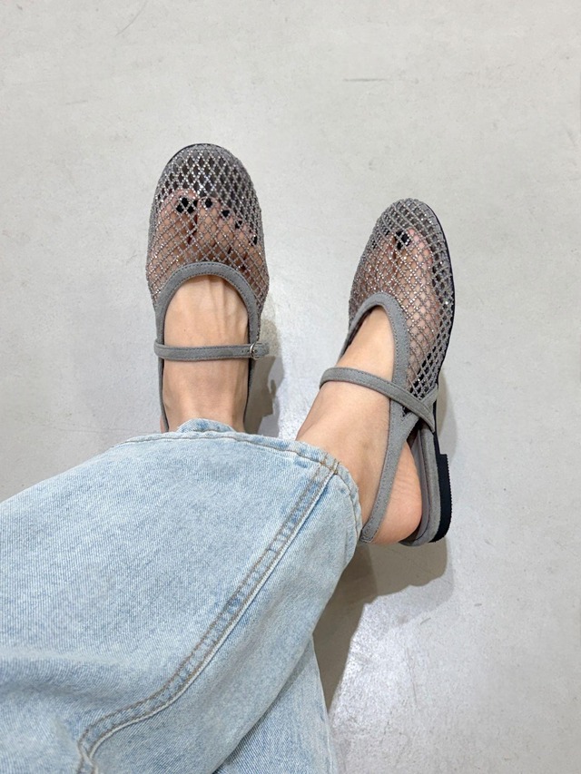Crystal Mesh Mary Jane Slingback Flats