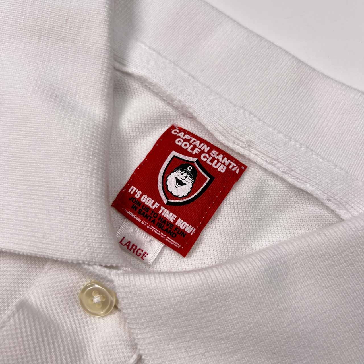 CAPTAIN SANTA キャプテンサンタ GOLF CLUB 21th 鹿の子 半袖 ポロシャツ サイズ L /ホワイト/ゴルフ/日本製