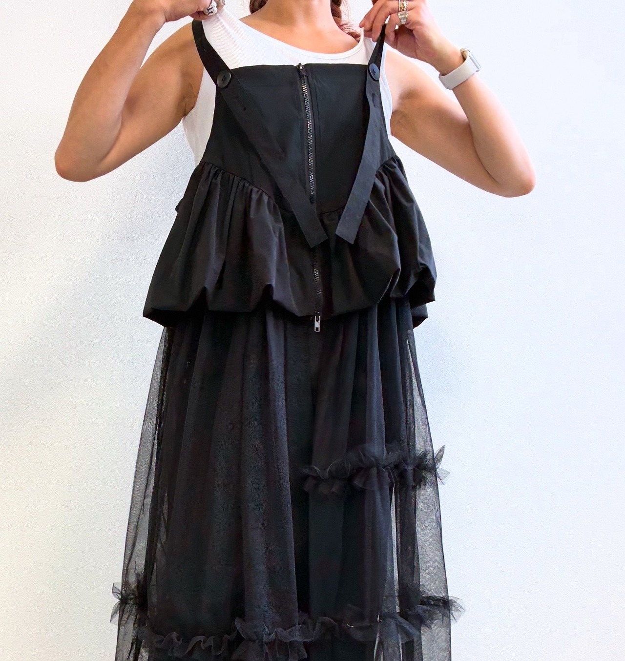 ミカーレミカーレ MICALLEMICALLE　チュールドッキングジャンパースカート