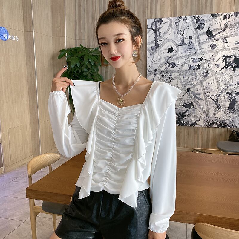 200kgプラスサイズ婦人服ファットmm秋ニュースタイルウエスタンスタイルスリミングスクエアカラートップファットシスター長袖Tシャツトレンド ミックスインファッション59318888803