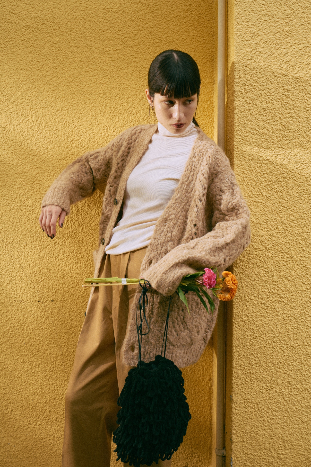 Fluffy Hand Lacy Cardigan Knit