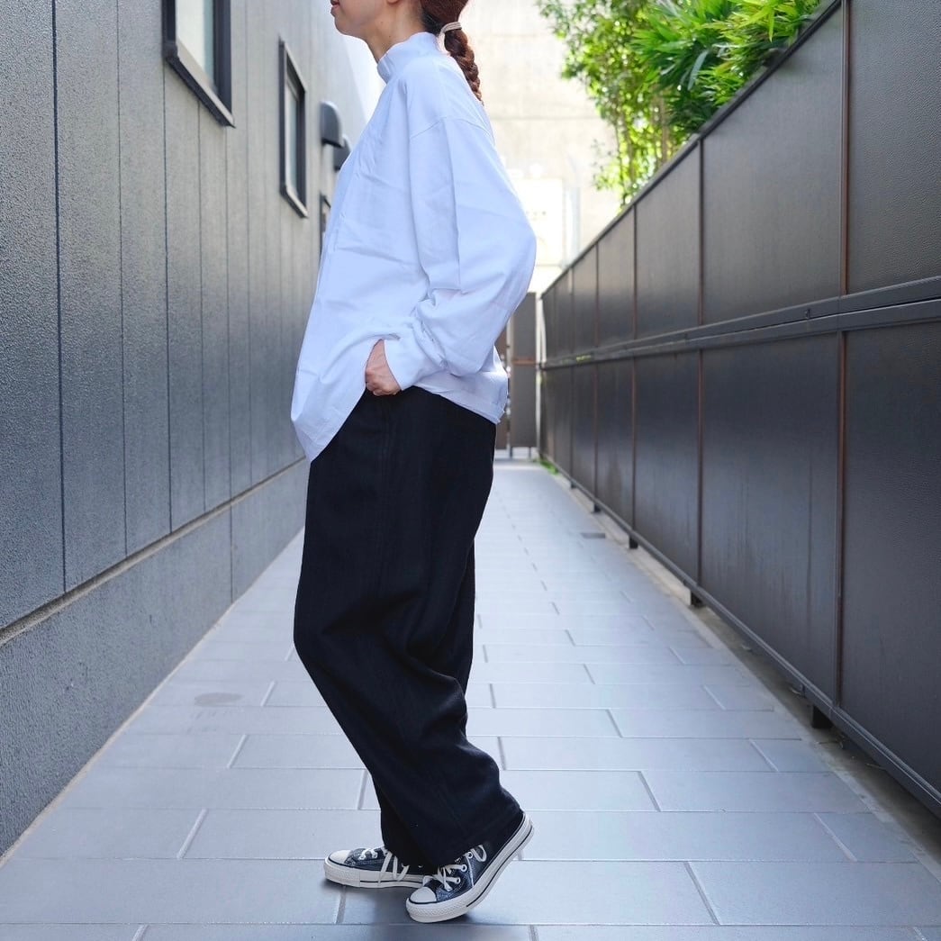 COMOLI(コモリ) / コットンジャージモックネックプルオーバー-WHITE