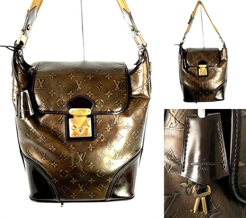 LOUIS VUITTON　ルイヴィトン  コレクションライン  セルジャン PM　モノグラム ブロンズ　アンティーク  レザー ショルダーバッグ　