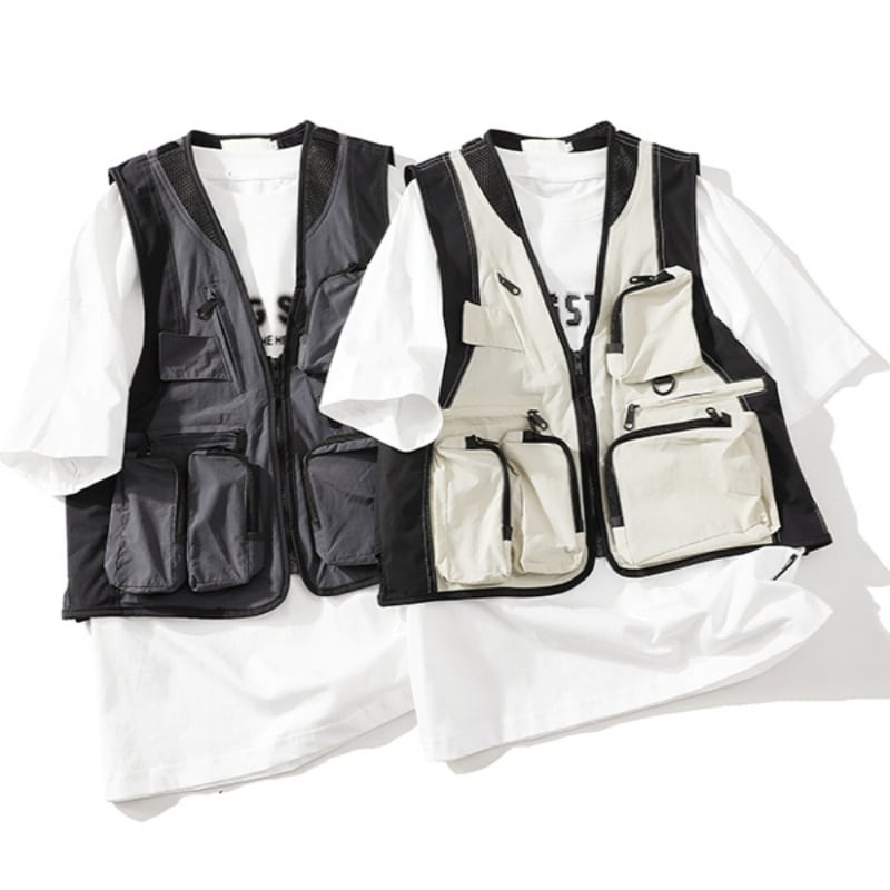 カラーブロックショートベスト 4XLまで対応 A19016