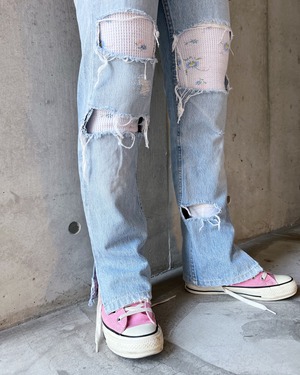 80s〜90s waffle thermal print leggings