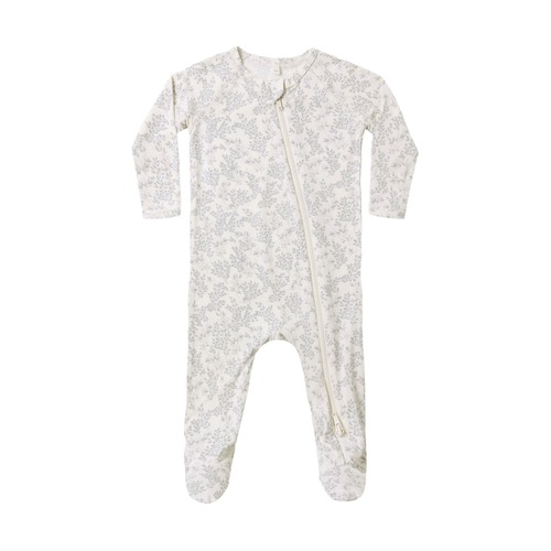 Quincy Mae(クインシーメイ)/ 26aw BAMBOO ZIP SLEEVE FOOTIE CLOUD FLORAL / IVORY / 3-6M
