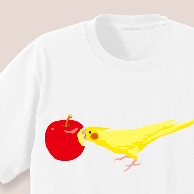 りんごとことりちゃんTシャツ（オカメインコ）