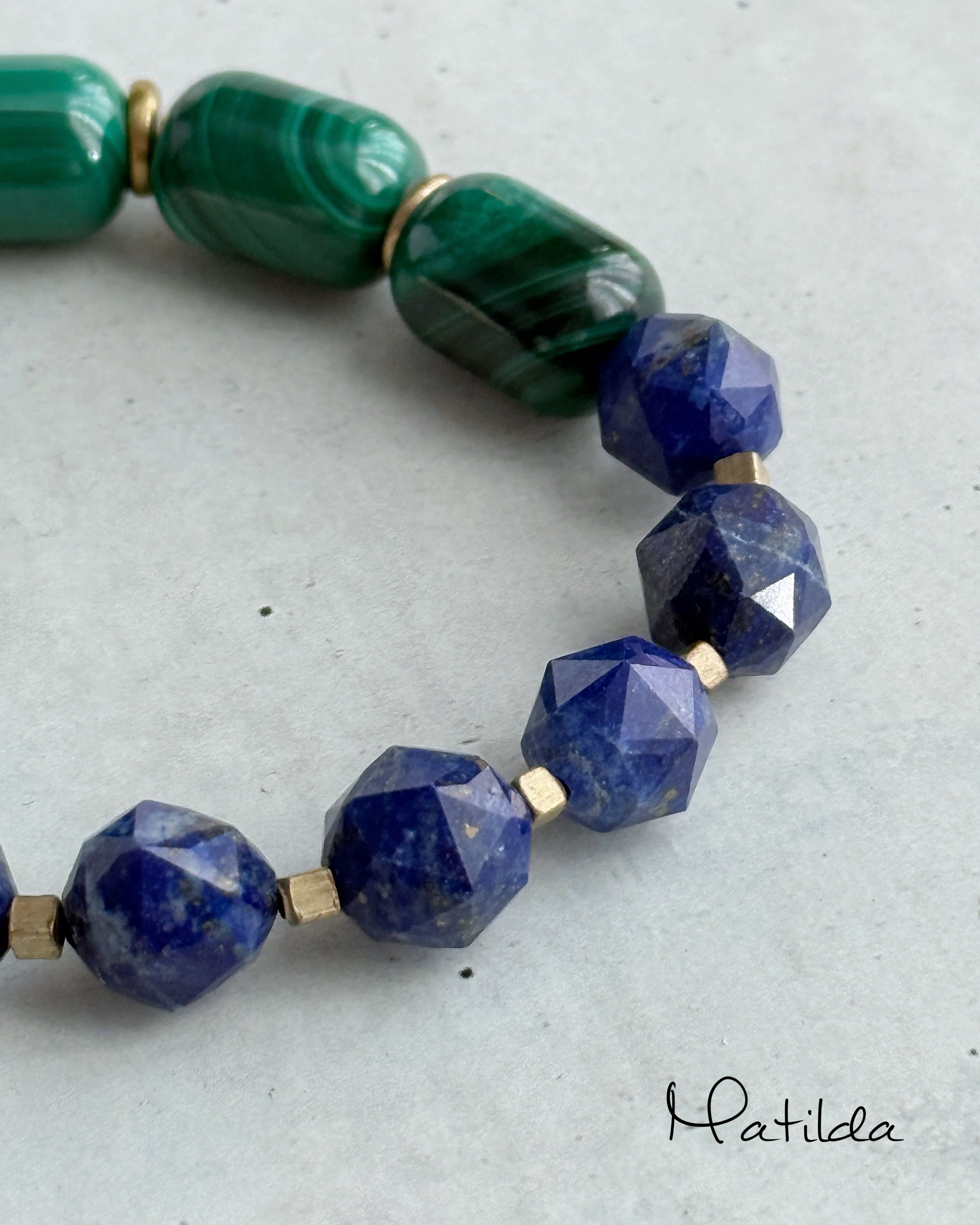 【再販】Tube & stone bracelet(マラカイト×ラピスラズリ)