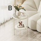 サイドテーブル 小型エンドテーブル 2段収納 コーヒーテーブル ミニテーブル 丸型 モダン おしゃれ