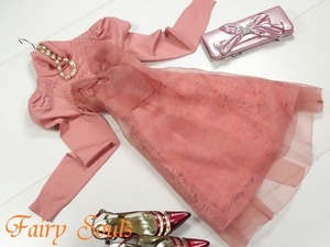 ★送料無料★11～13号☆オーガンジーとニットのワンピース[OPN8879]