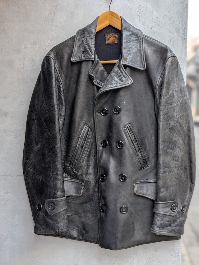 1940s HORSE HIDE DOUBLE BREASTED LEATHER COAT
