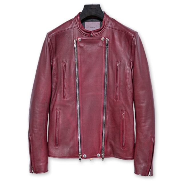 【予約商品】【STRUM　ストラム　RIDERS JACKET　ライダースジャケット】GHOST/ハイブリッドタンニン鞣しカーフスキン燃焼製品染め/ダブルライダース【送料無料】【2026年9月～10月頃お届け予定】