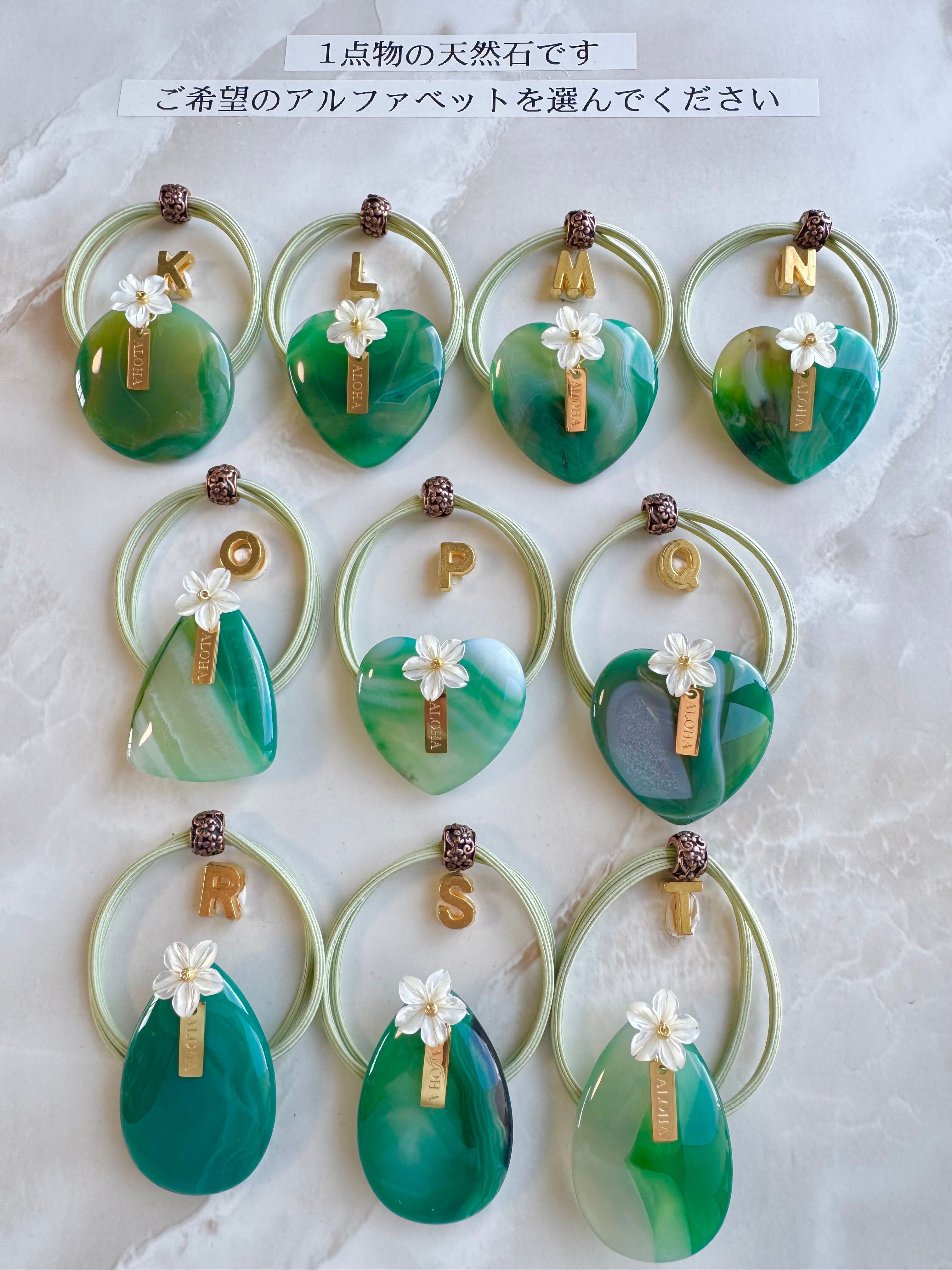 Green agate×Plumeria hair accessory(グリーンアゲート、瑪瑙天然石