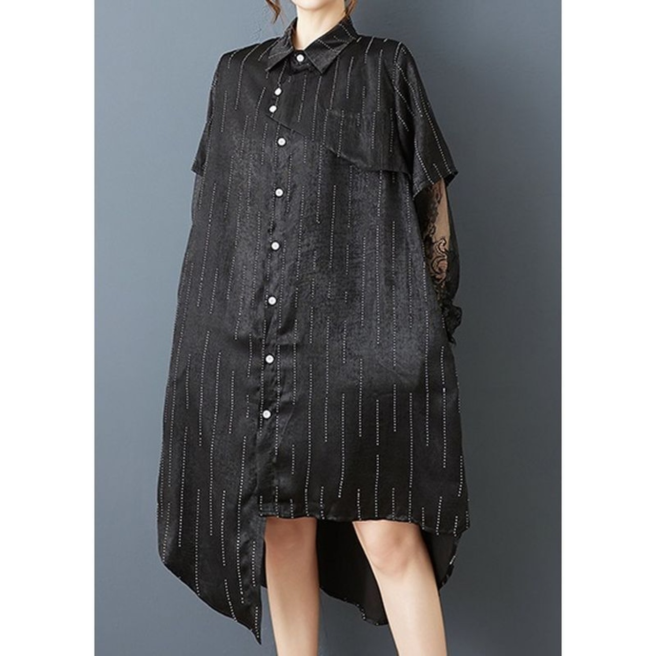 ドットライン レイヤード風 ワンピース  30032