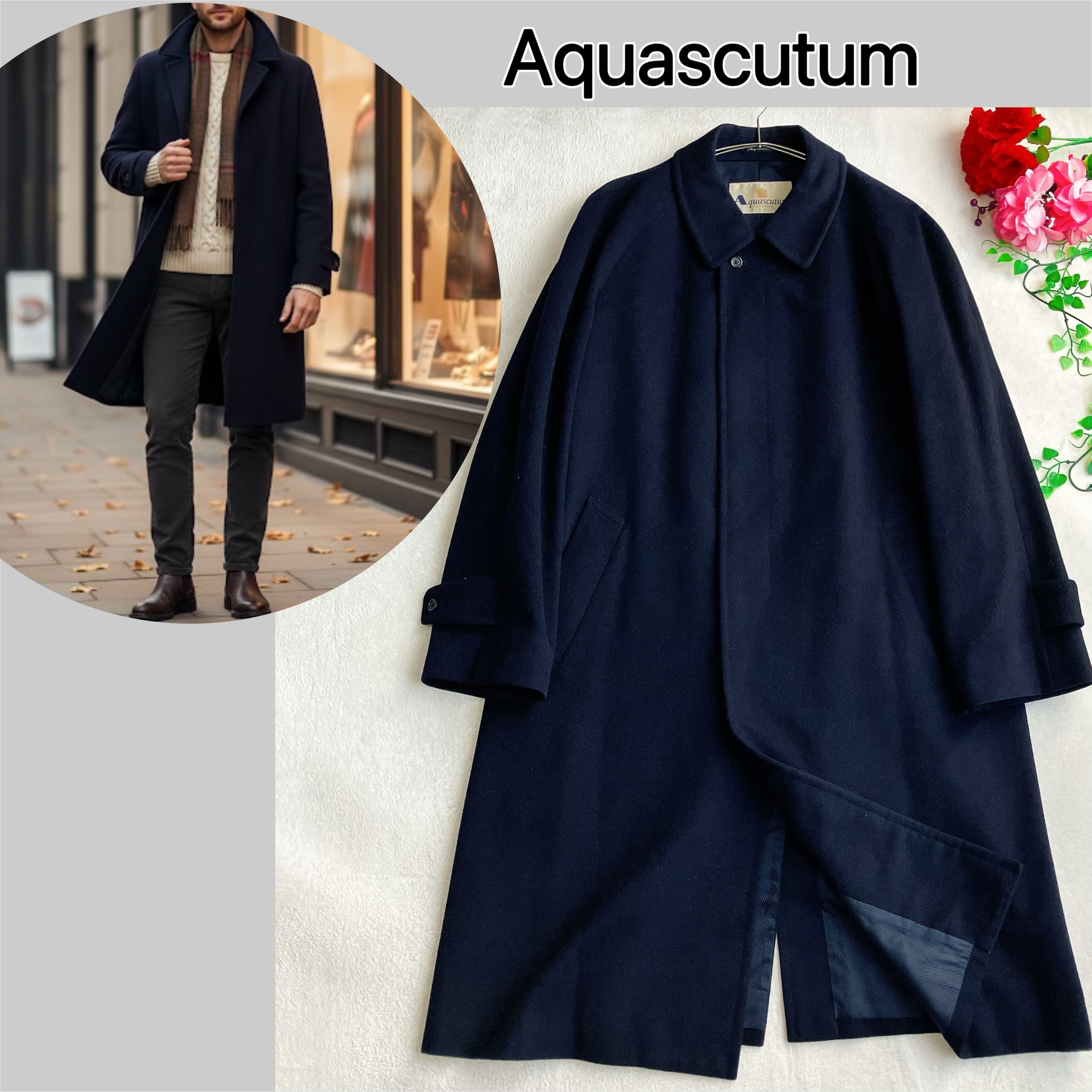美品】Aquascutum アクアスキュータム☆カシミヤ ウールメルトン