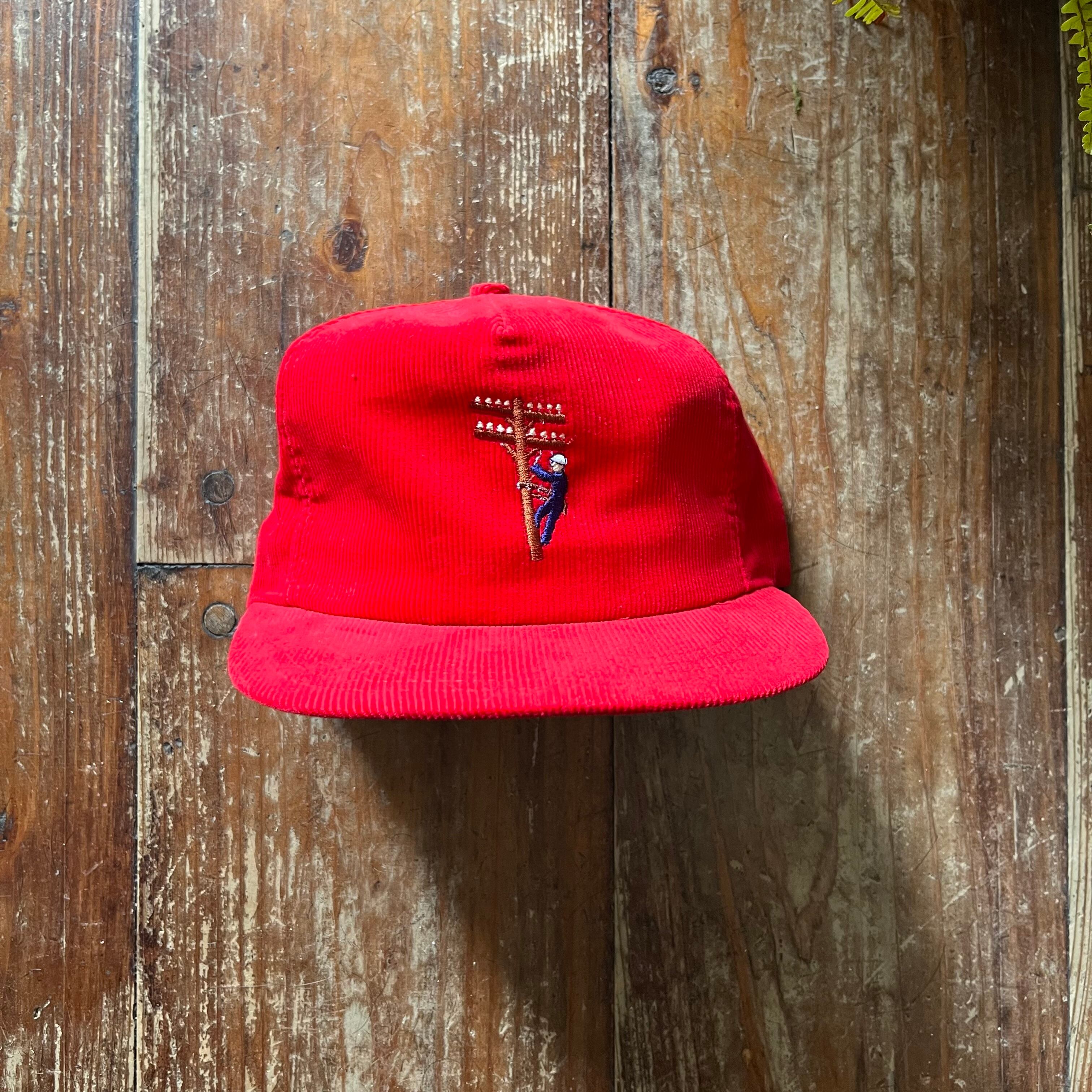 Deadstock Lineman’s Corduroy Snapback Cap Trucker Hat/Red