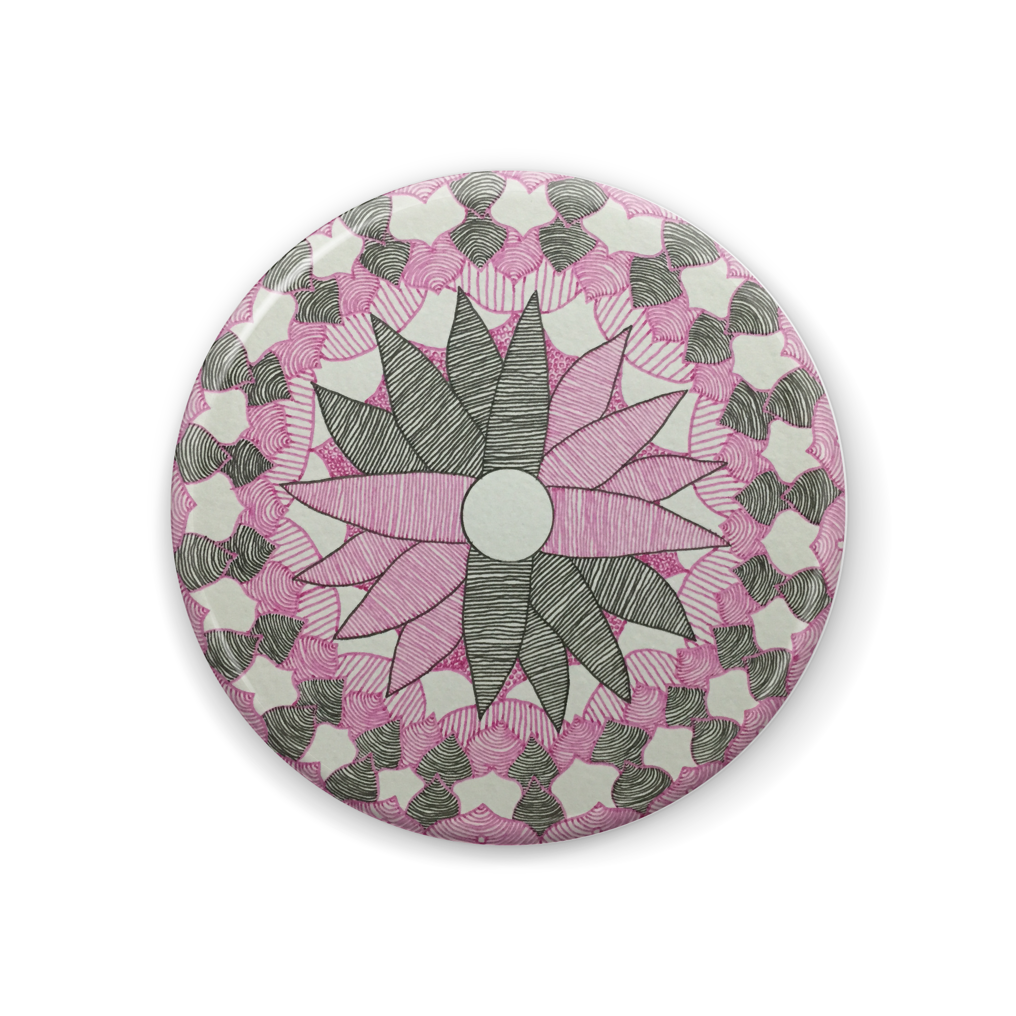 花の曼荼羅イラスト缶バッジ Nao Mamoru