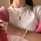 ハート イニシャル　マンテルネックレス［GSN062］