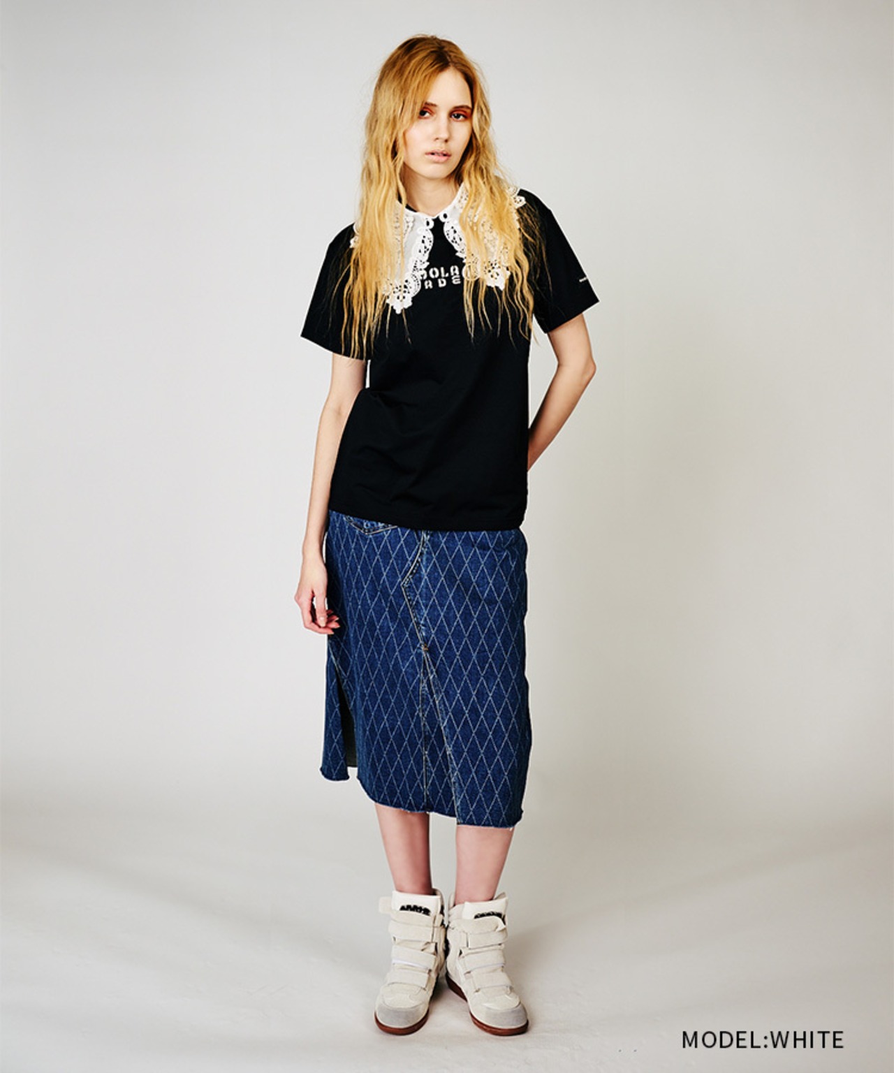 【直営限定ITEM】レース×シフォンビッグフェイクカラー (WHITE)　48502H