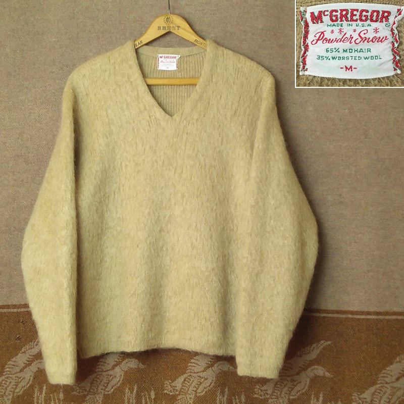 60s McGREGOR Powder Snow V-Neck Mohair Sweater （M） | Wonder Wear 