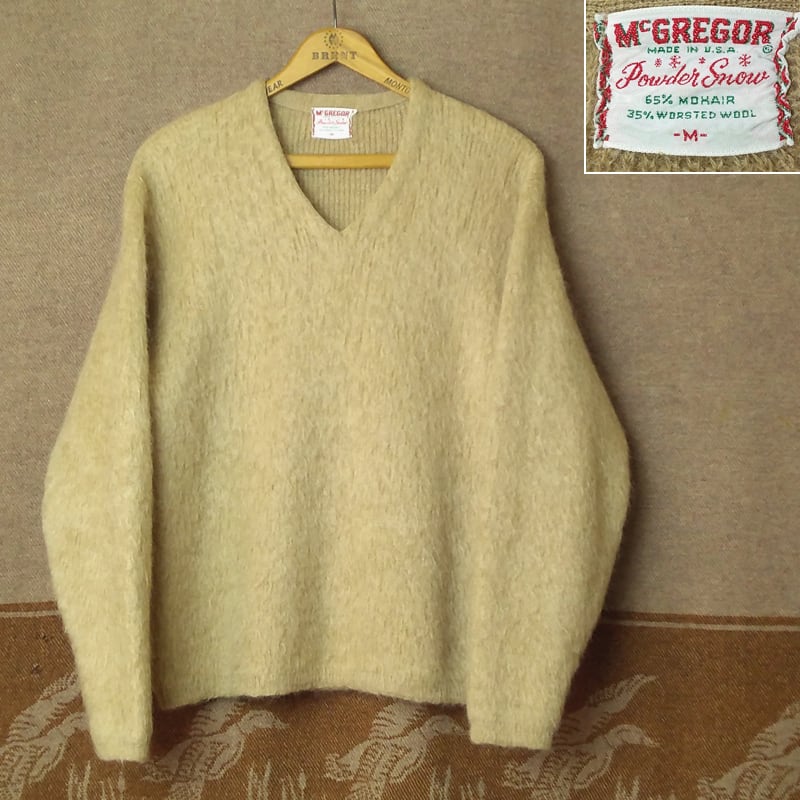 60s McGREGOR Powder Snow V-Neck Mohair Sweater （M）