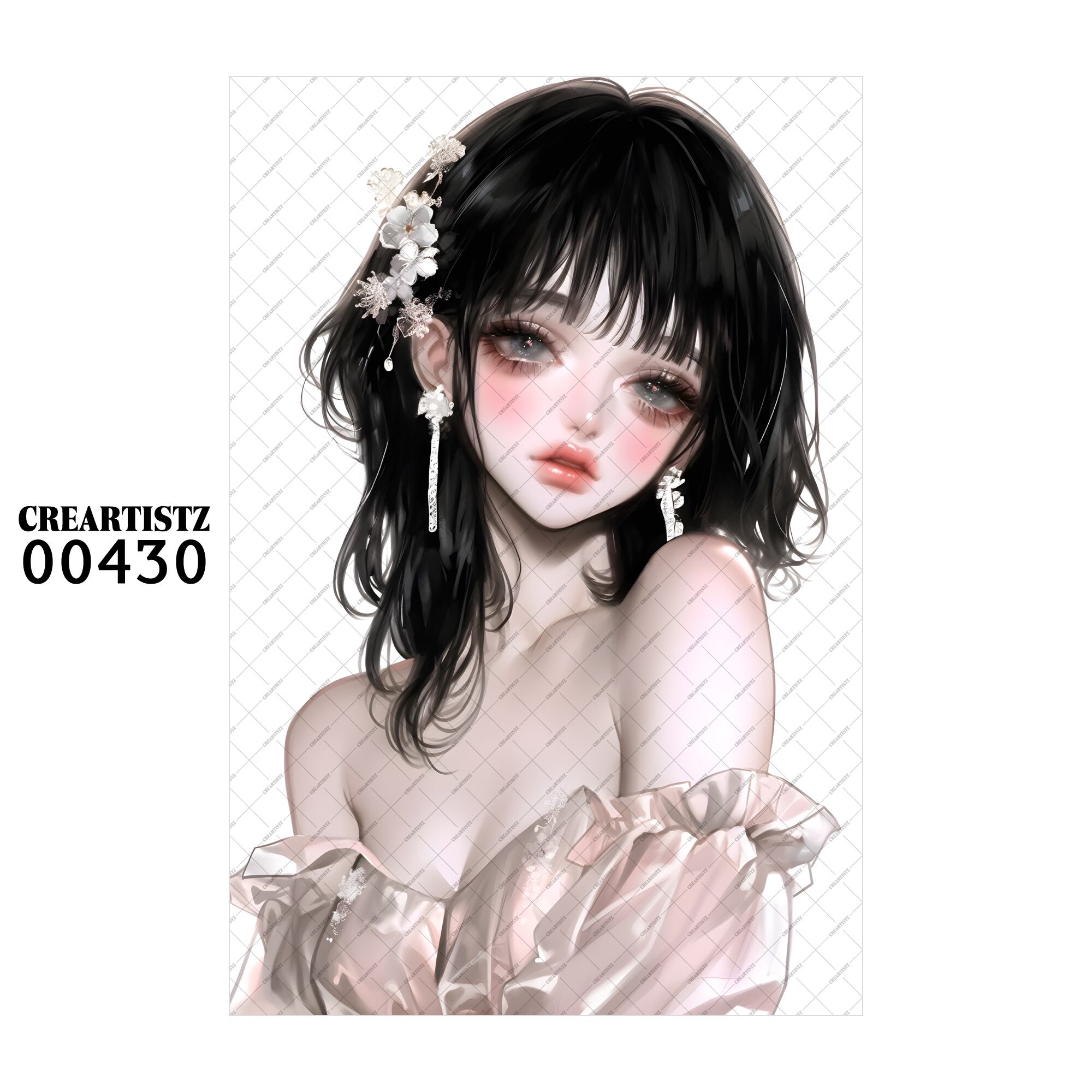 00430 ガール キュート オリジナル ペーパー/ステッカー 4枚セット CREARTISTZ