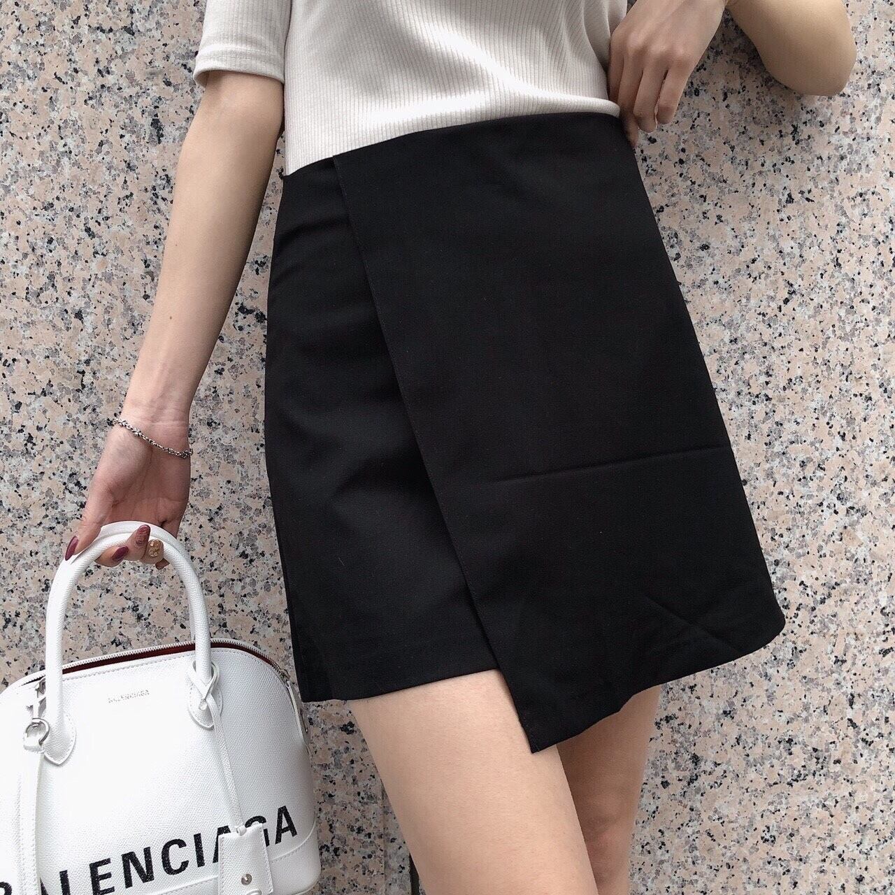 Asymmetry mini skirt /black(予約販売)