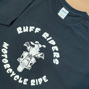 【RUFF RIDERS】音楽レーベル Tシャツ HIPHOP バイク XL ビッグサイズ アーチロゴ バックプリント 半袖 US古着 アメリカ古着