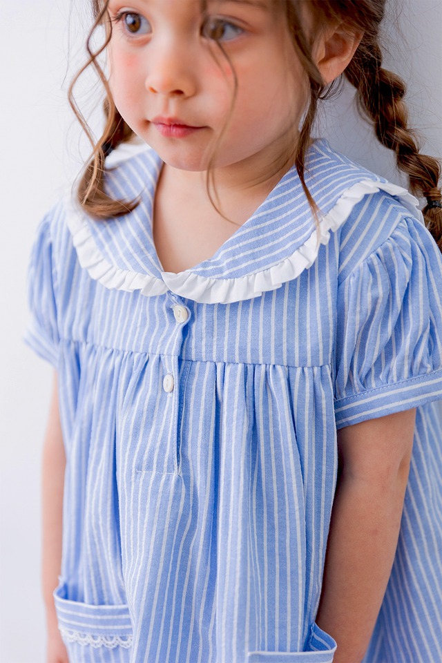 セーラーストライプワンピース〈Blue〉