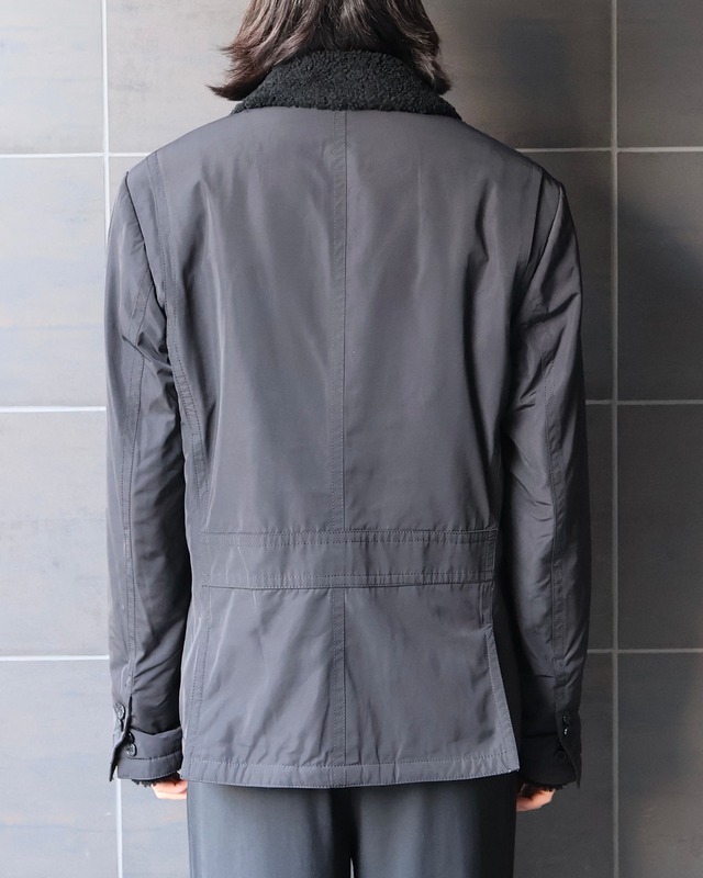【neil barrett】Boa collar nylon pea coat