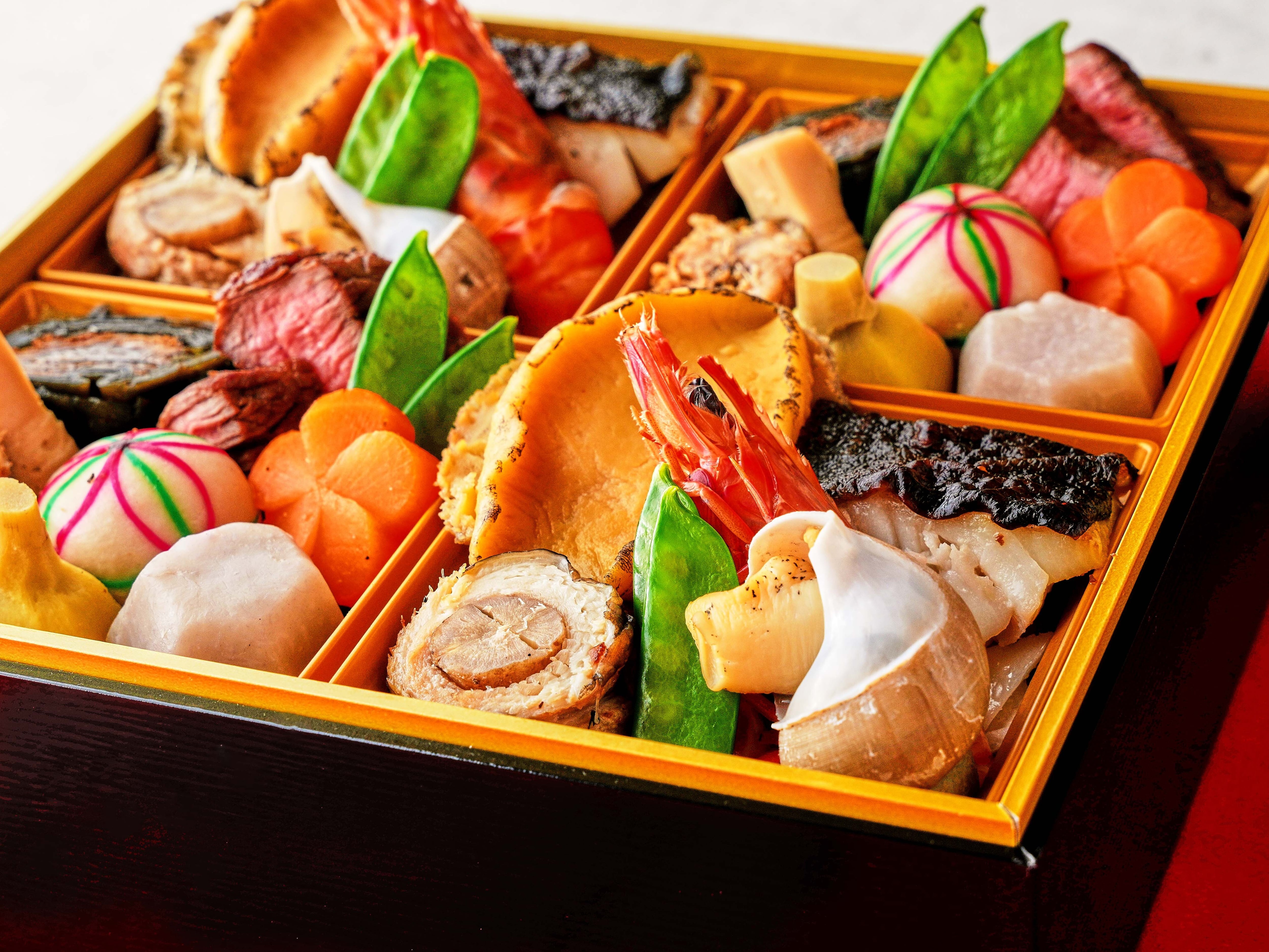 正月　金箔工芸　加賀友禅　重箱二段　おせち 正月金箔工芸加賀友禅重箱二段おせち