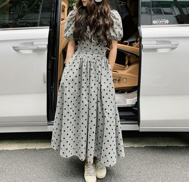 French Dot Puff Maxi One-Piece *S-270