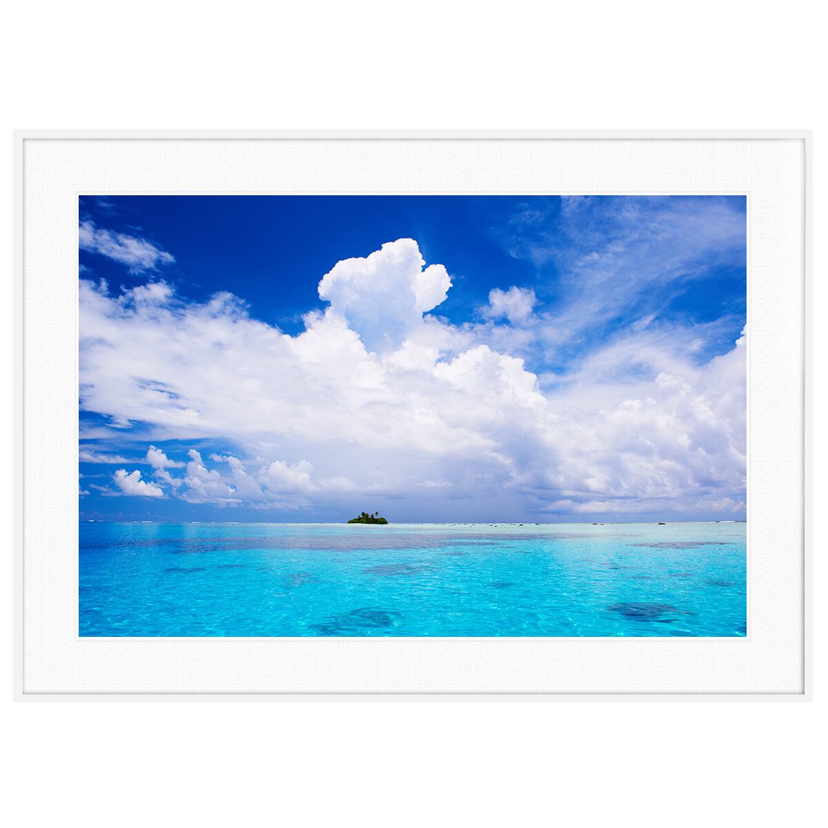 夏写真 積乱雲と無人島 インテリアアートポスター額装 AS0247