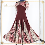 社交ダンス 衣装 ワンピース ドレス インザムード in the MOOD レース 柄 ゼブラ パーティ 発表会 レッド系 ブラウン系 ワイン 綺麗 柄 模様 上品 日本製 社交ダンスドレス おしゃれ 上品ドレス フォーマルドレス パーティー用 ドレス コスチューム イベント用 ドレス ラグジュアリー スタイリッシュ