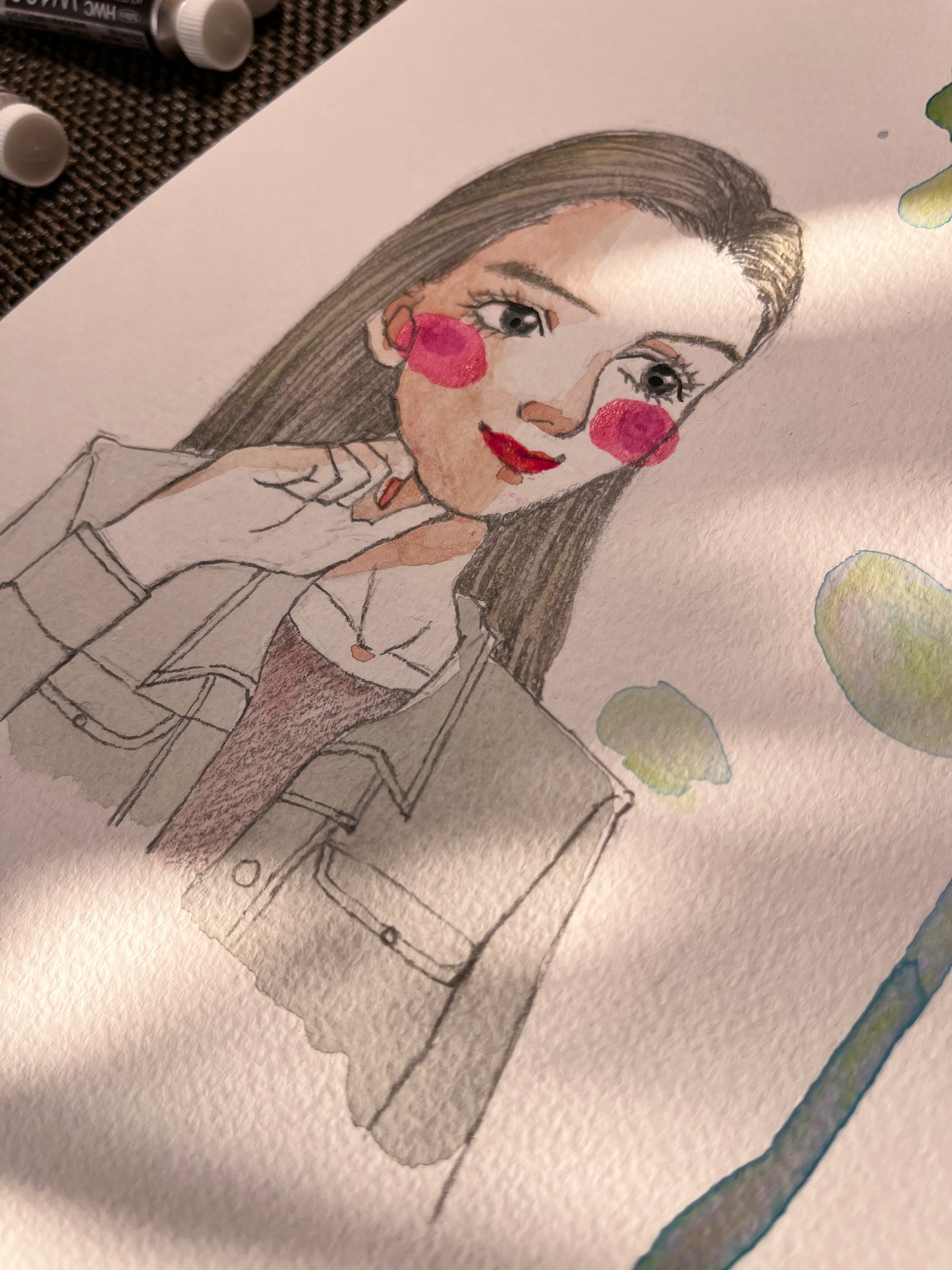 水彩イラスト B5原画 おしゃれな女性｜ Watercolor Illustration Woman