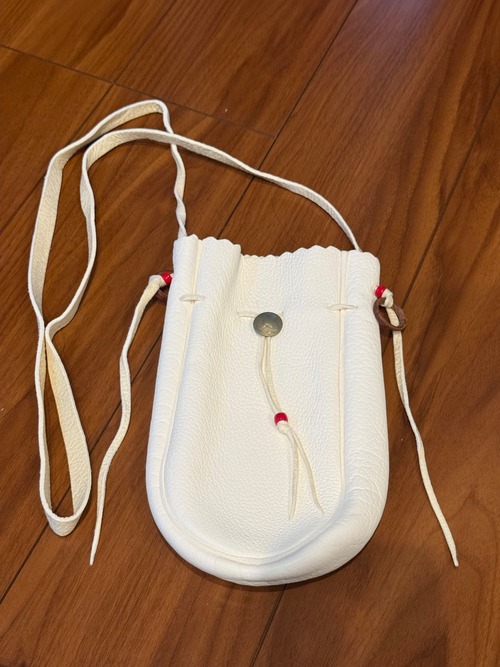 ゴローズ　極美品　ディアスキン巾着ポーチバッグL 白